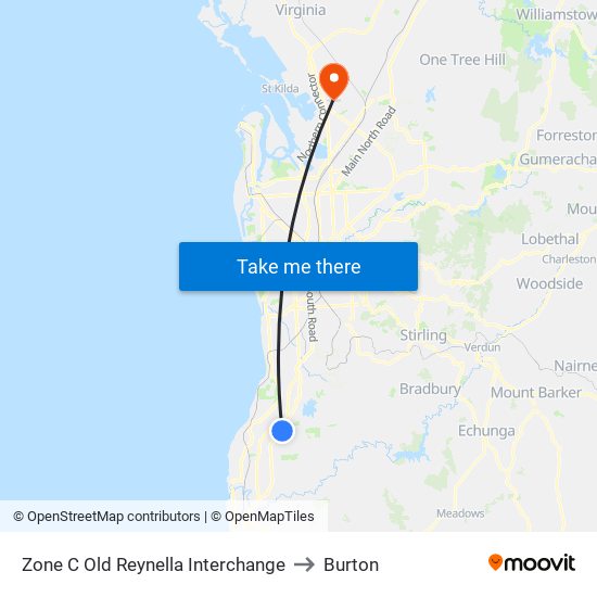 Zone C Old Reynella Interchange to Burton map