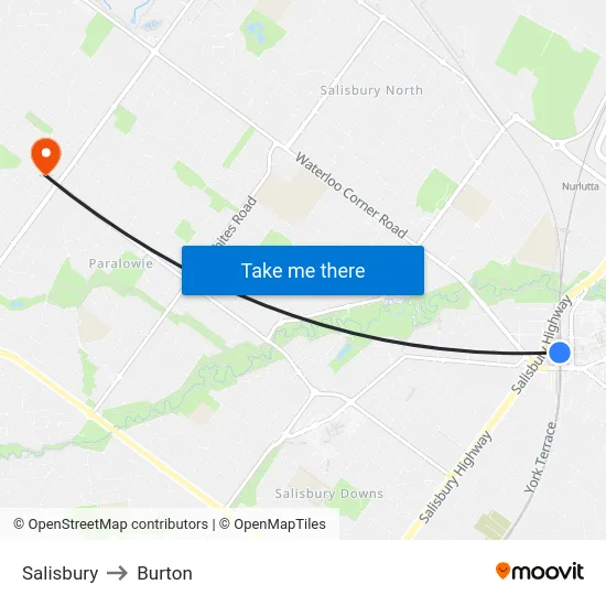 Salisbury to Burton map