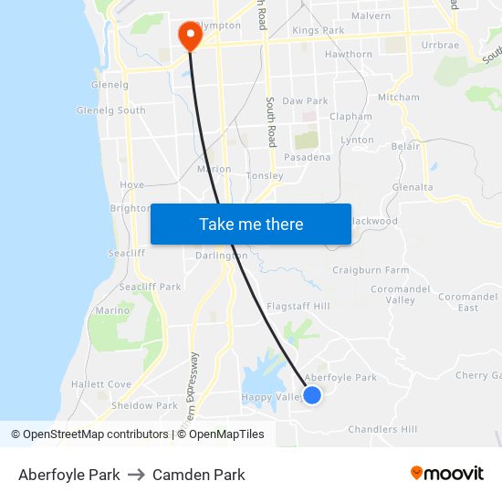 Aberfoyle Park to Camden Park map