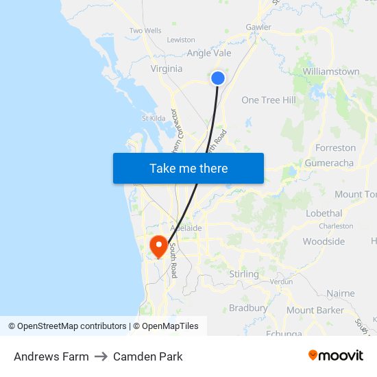 Andrews Farm to Camden Park map