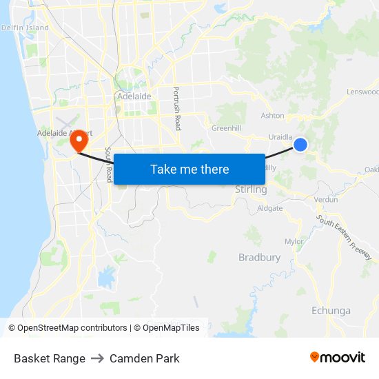 Basket Range to Camden Park map