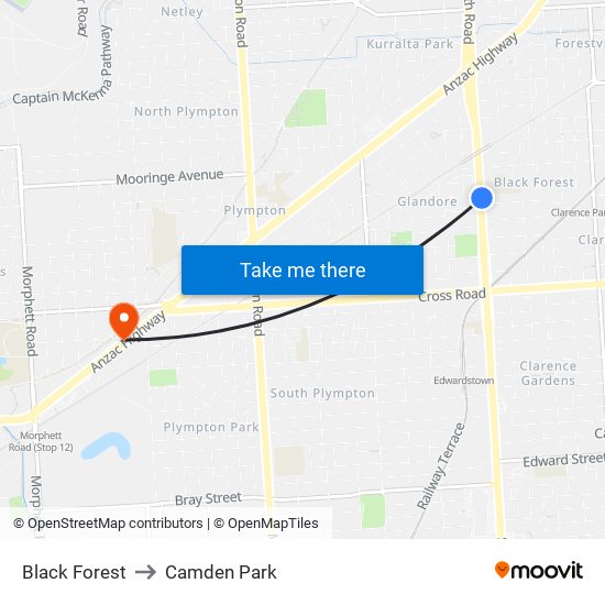 Black Forest to Camden Park map