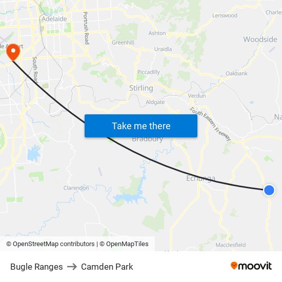 Bugle Ranges to Camden Park map