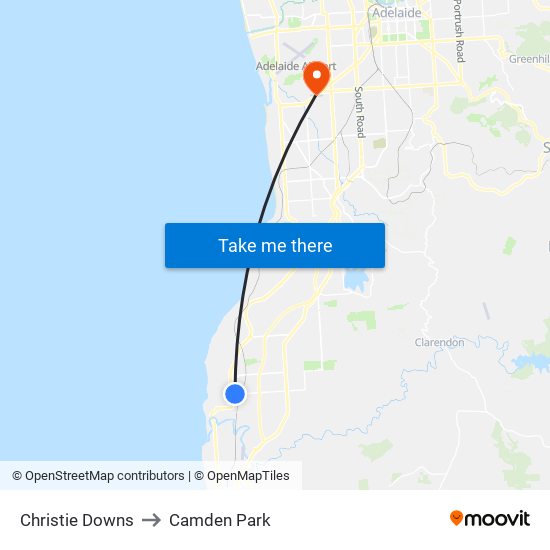 Christie Downs to Camden Park map