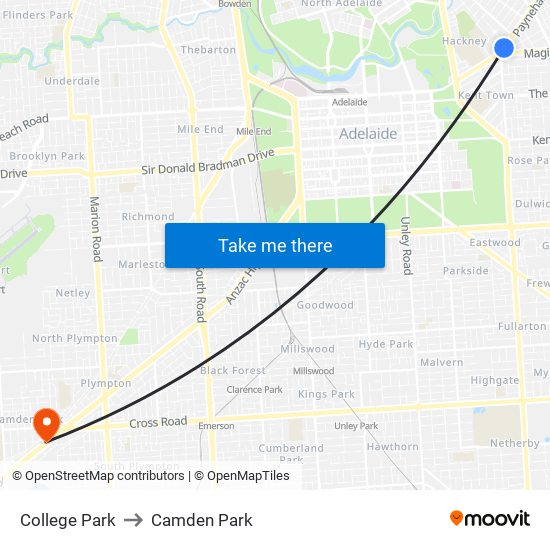 College Park to Camden Park map