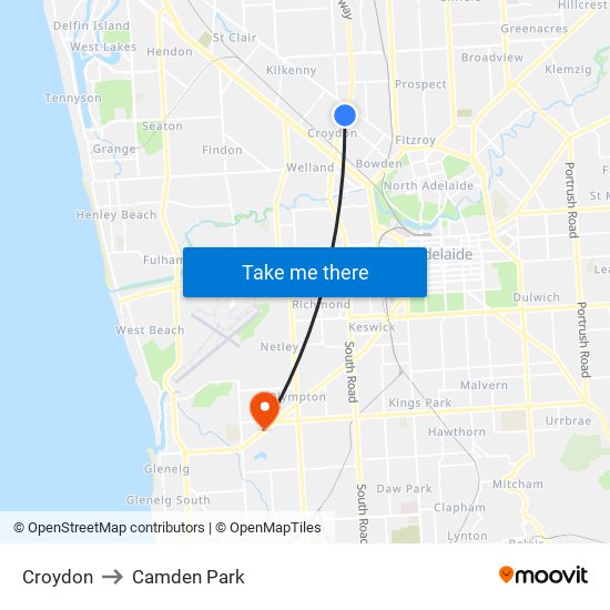 Croydon to Camden Park map