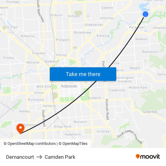 Dernancourt to Camden Park map