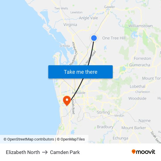 Elizabeth North to Camden Park map