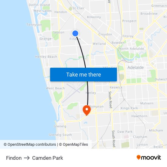 Findon to Camden Park map