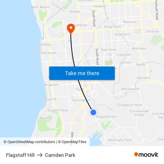 Flagstaff Hill to Camden Park map