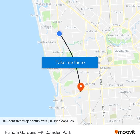 Fulham Gardens to Camden Park map