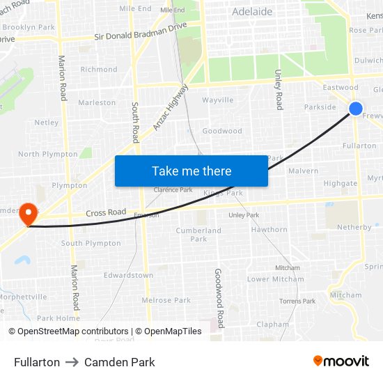 Fullarton to Camden Park map