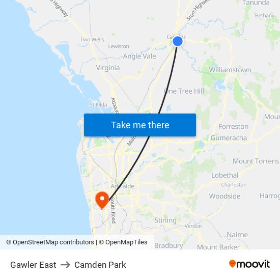 Gawler East to Camden Park map