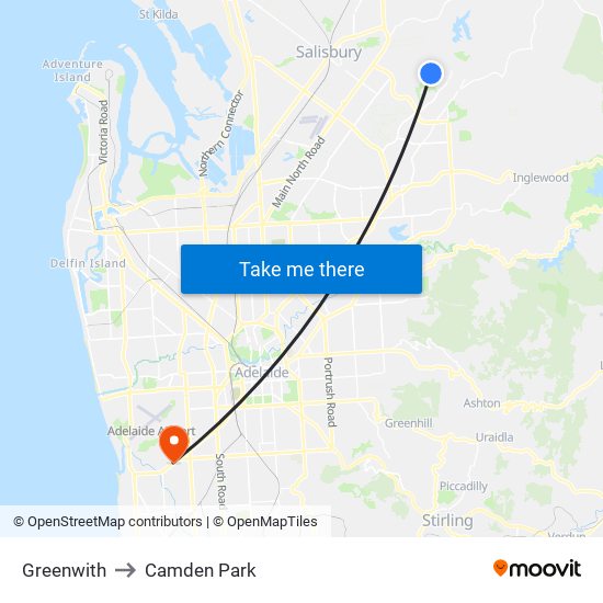 Greenwith to Camden Park map