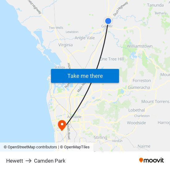 Hewett to Camden Park map