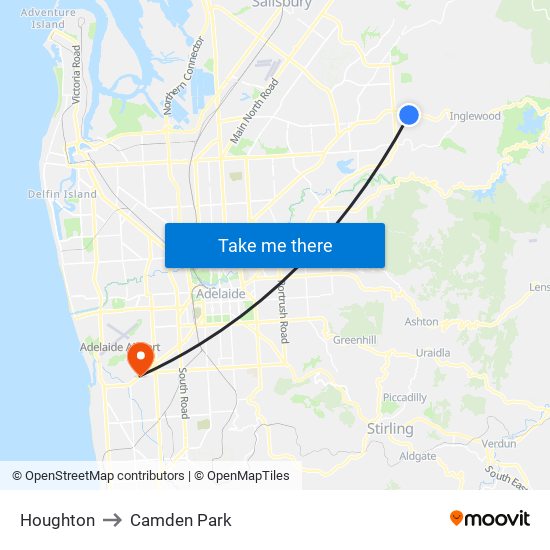 Houghton to Camden Park map