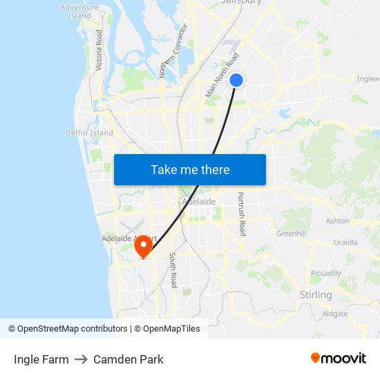 Ingle Farm to Camden Park map