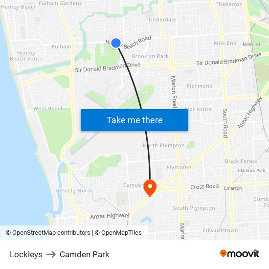 Lockleys to Camden Park map