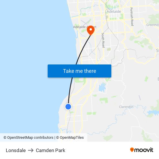 Lonsdale to Camden Park map