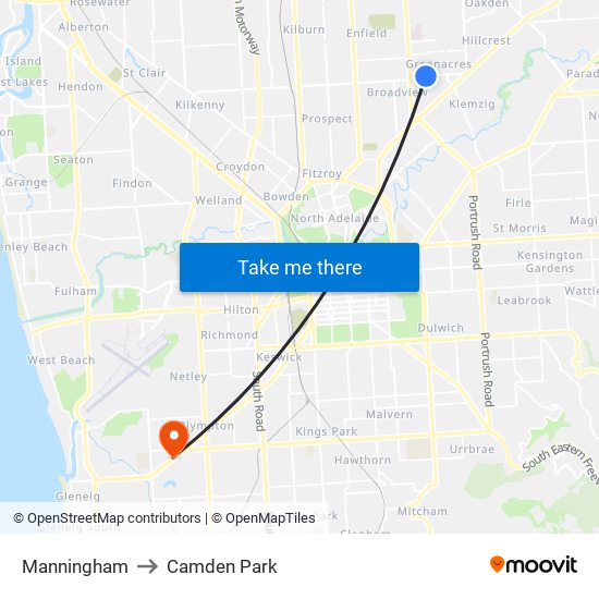 Manningham to Camden Park map