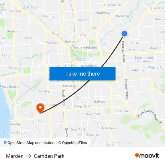 Marden to Camden Park map