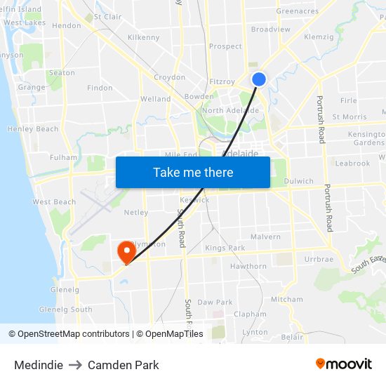 Medindie to Camden Park map