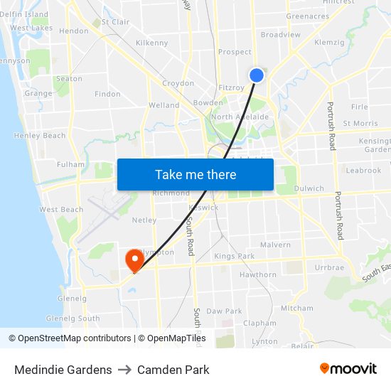 Medindie Gardens to Camden Park map