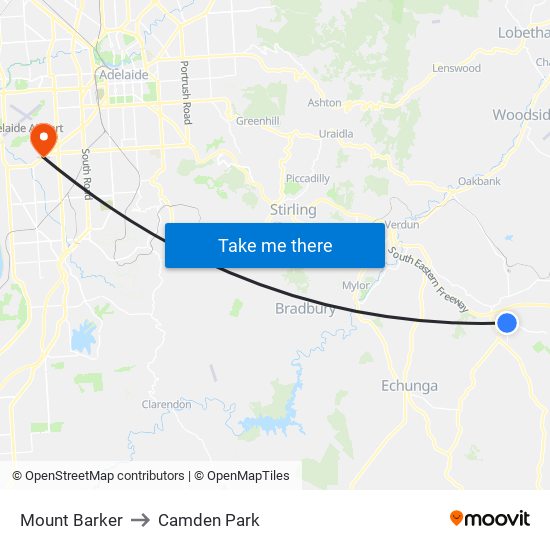 Mount Barker to Camden Park map