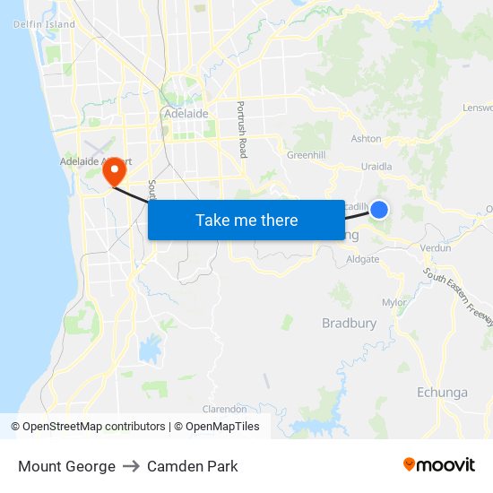 Mount George to Camden Park map