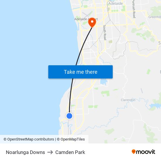 Noarlunga Downs to Camden Park map