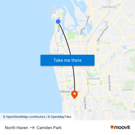 North Haven to Camden Park map