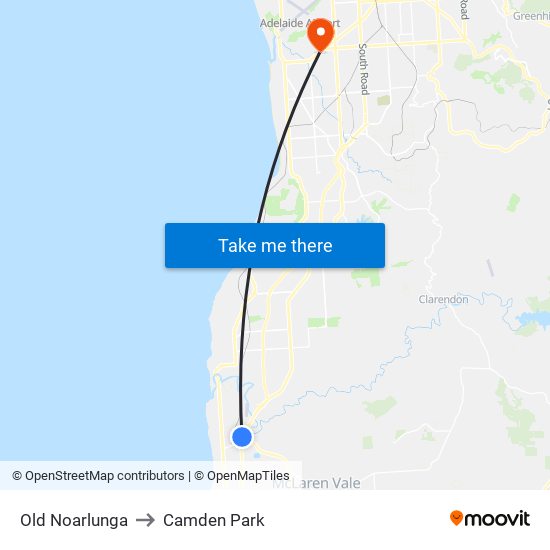 Old Noarlunga to Camden Park map