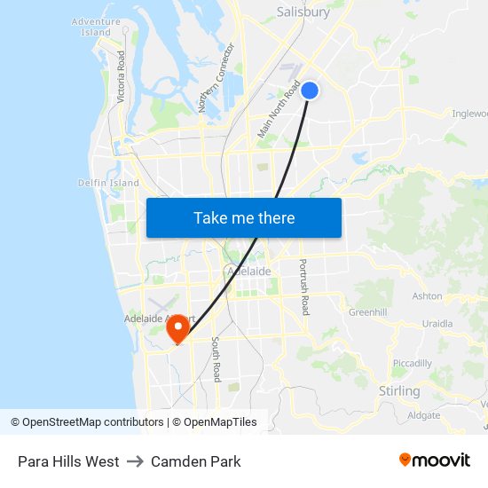 Para Hills West to Camden Park map