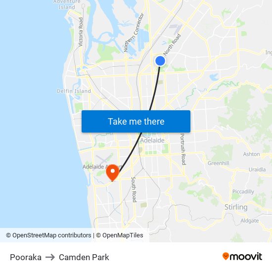 Pooraka to Camden Park map