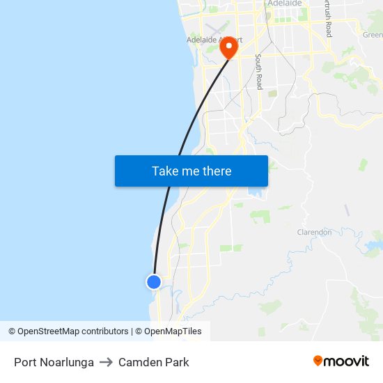 Port Noarlunga to Camden Park map