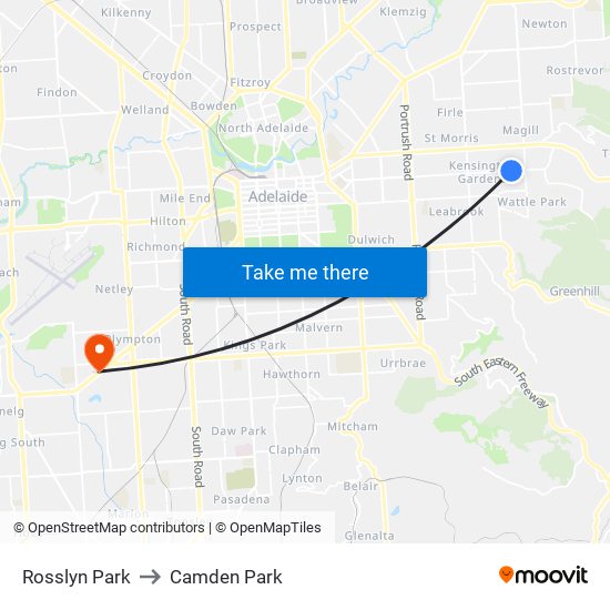 Rosslyn Park to Camden Park map