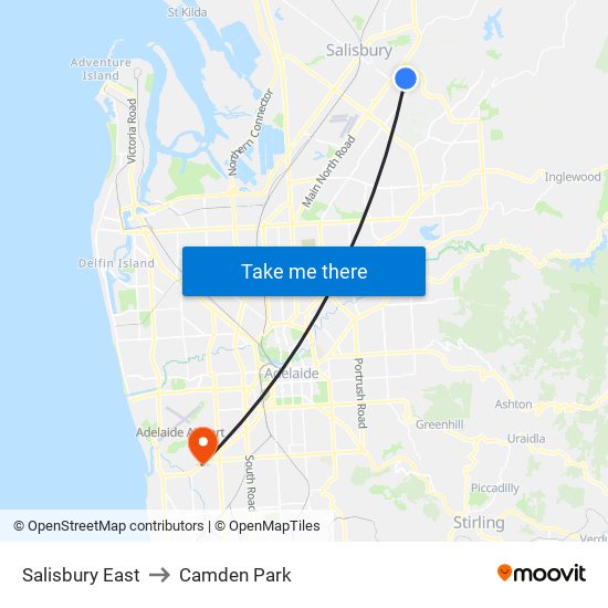 Salisbury East to Camden Park map