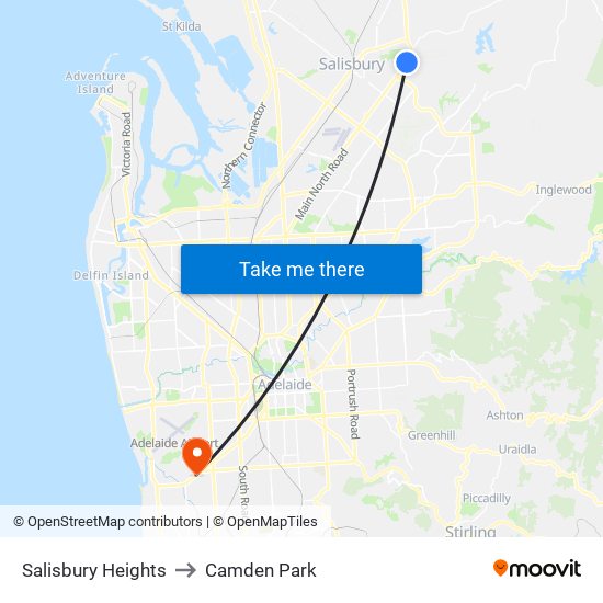 Salisbury Heights to Camden Park map