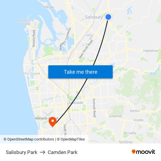 Salisbury Park to Camden Park map