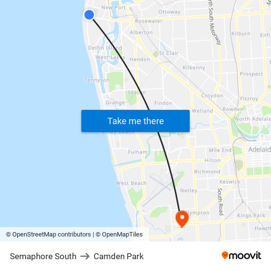 Semaphore South to Camden Park map