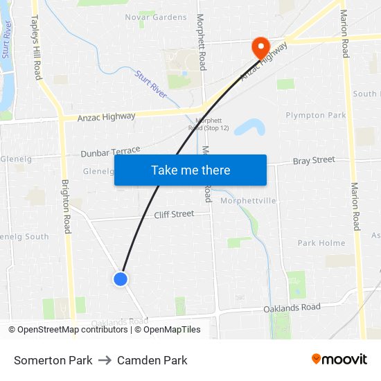 Somerton Park to Camden Park map