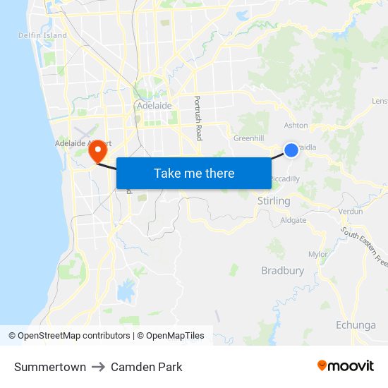 Summertown to Camden Park map