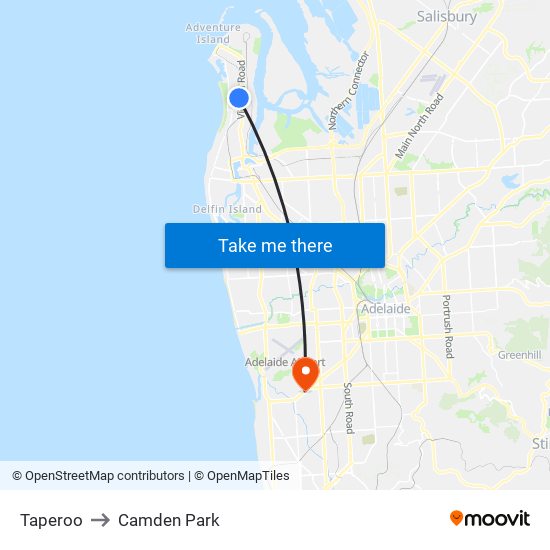 Taperoo to Camden Park map