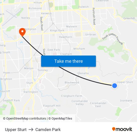 Upper Sturt to Camden Park map