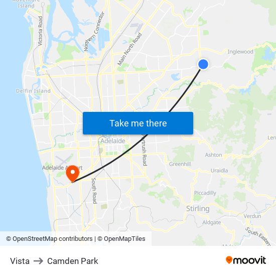 Vista to Camden Park map