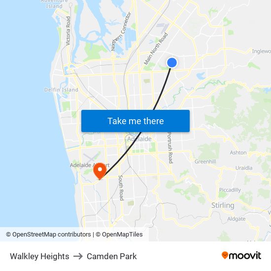 Walkley Heights to Camden Park map