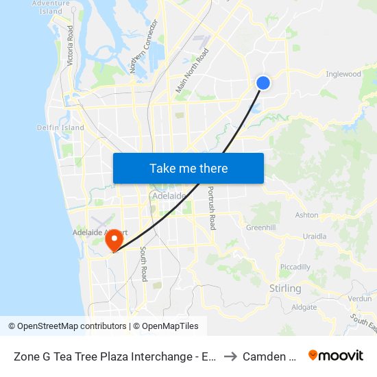 Zone G Tea Tree Plaza Interchange - East side to Camden Park map