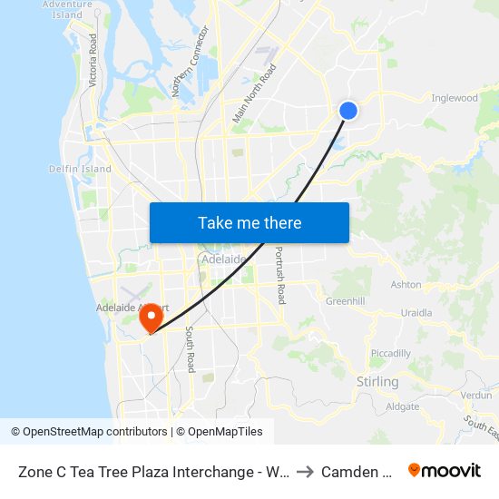 Zone C Tea Tree Plaza Interchange - West side to Camden Park map