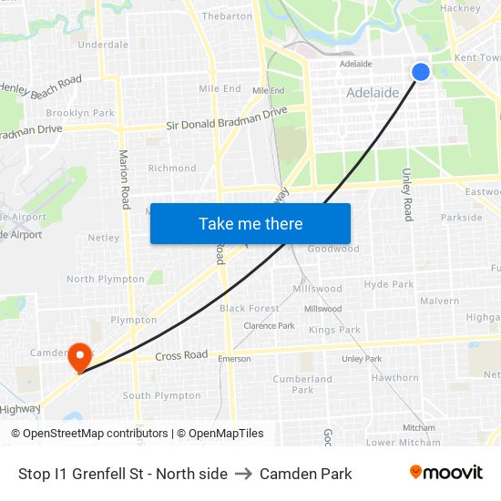 Stop I1 Grenfell St - North side to Camden Park map