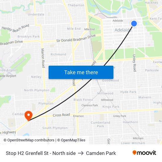 Stop H2 Grenfell St - North side to Camden Park map